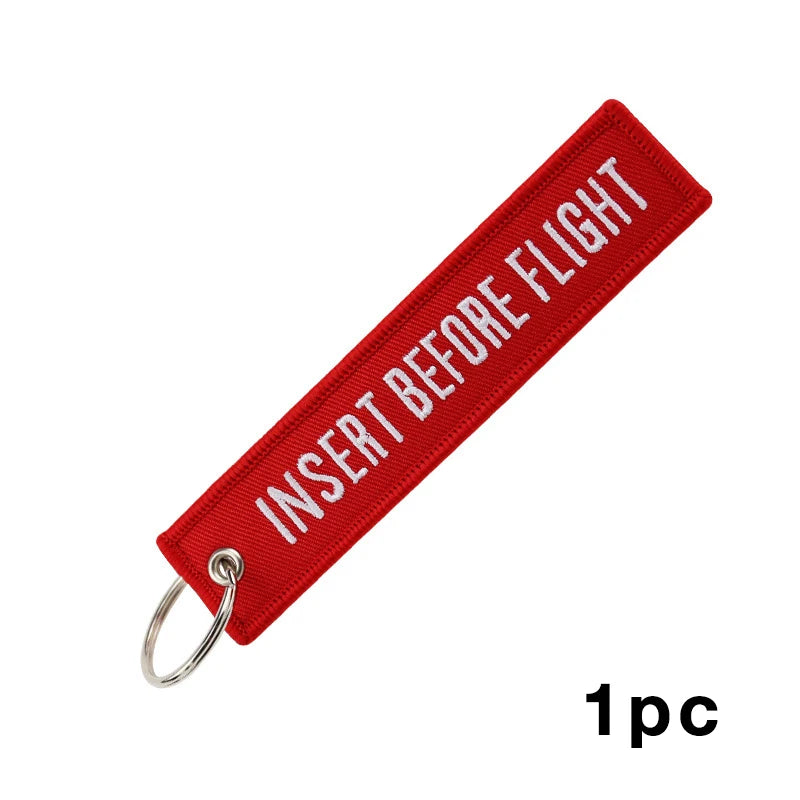 1 PC Wholesale Aviation Keychain Remove Before Firing Both Sides Embroidery Car Key Accessories Backpack Pendant Chain