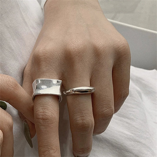 Simple Silver Color Irregular Finger Rings For Women Girls Geometric Multilayer Line Open Rings Exaggerated Bijoux Jewelry Gifts