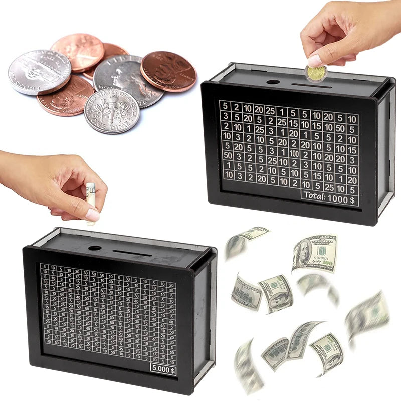 USD Black Reusable Piggy Bank With Money Goal Counter Piggy Bank DIY Saving Money Box For Helps The Habit Of Saving