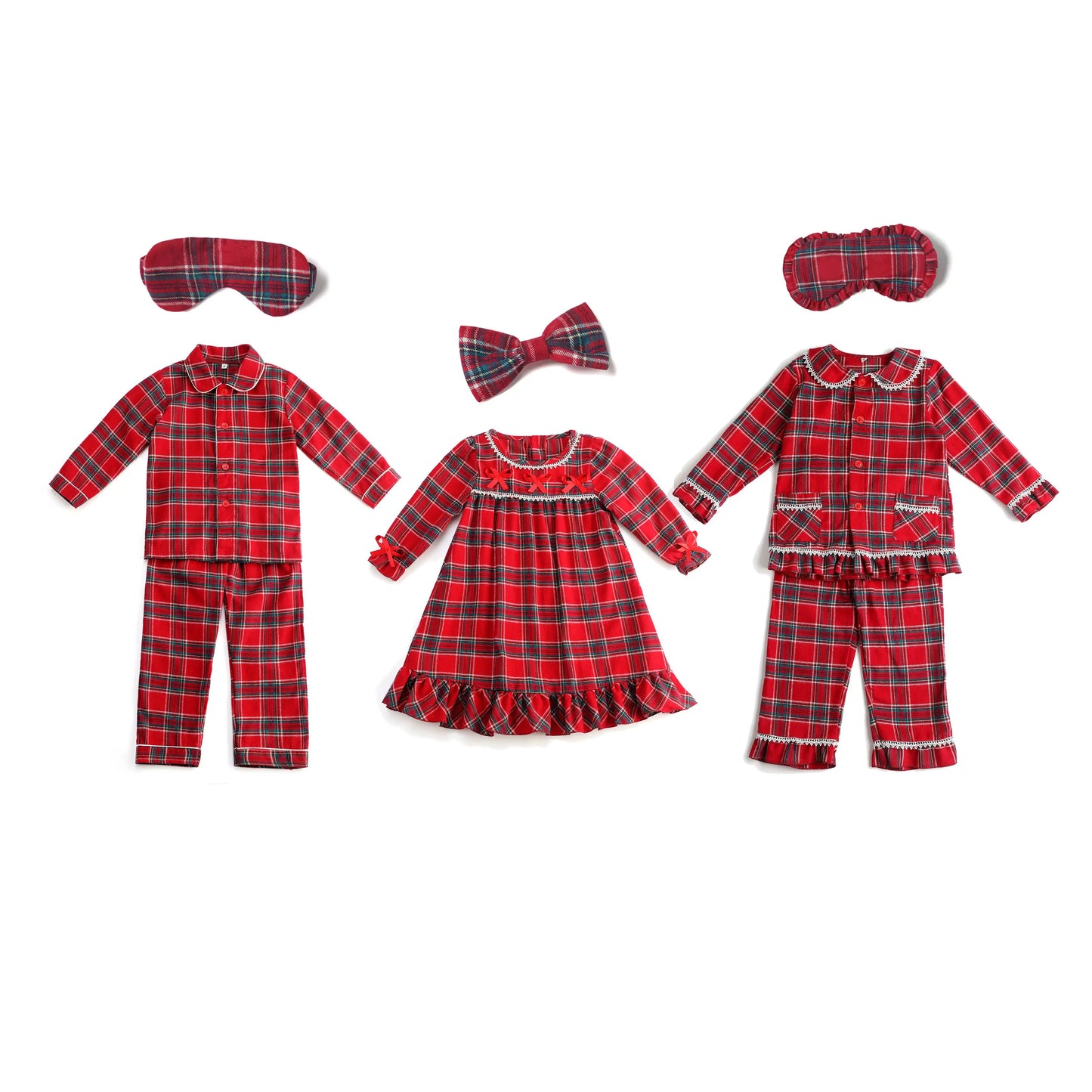 Christmas pyjamas kids girls boys children pajamas sibling matching set wholesale eye mask bow hairpin accessories