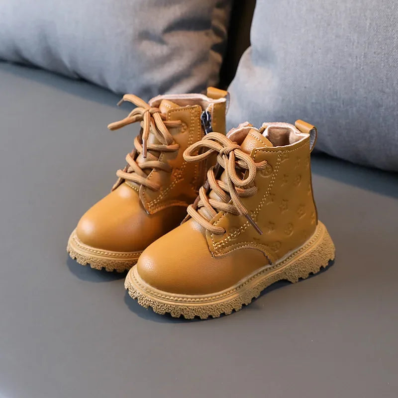 Bota Kid Boots Kid Fashion Boots Autumn Winter Boys British Plush Short Boot Girl Ankle Boots French Boy/ Girls Boot Kid Shoes