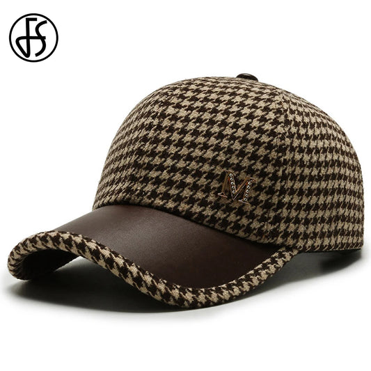 FS Luxury Brand Baseball Caps For Men Khaki Brown Plaid Trucker Hat British Houndstooth Women Designer Cap Casquette Homme 2025