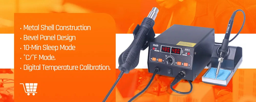 Silverflo  Soldering Station 8586D Soldering Iron Hot Air Rework Welding Station with Sleep mode For BGA PCB IC SMD Repair