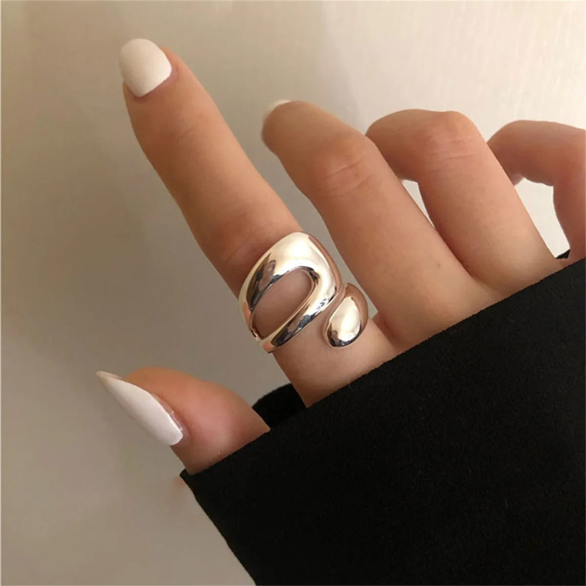 Simple Silver Color Irregular Finger Rings For Women Girls Geometric Multilayer Line Open Rings Exaggerated Bijoux Jewelry Gifts