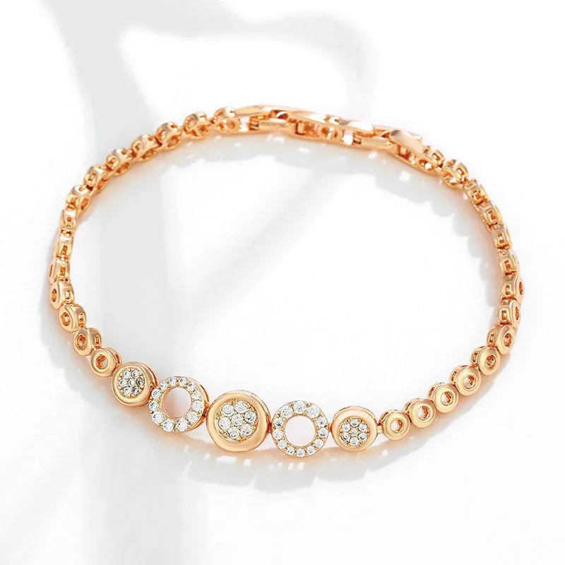 MxGxFam (17cm+2cm ) Lucky Circle Zircon Bracelets For Women Fashion Jewelry AAA+ Gold Color