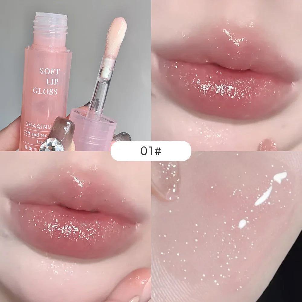 Moisturizing Lip Honey with Pearlescent Glitter - Nourishing Lip Care Oil for a Dewy, Water-Light Shine - Perfect for Stacking a