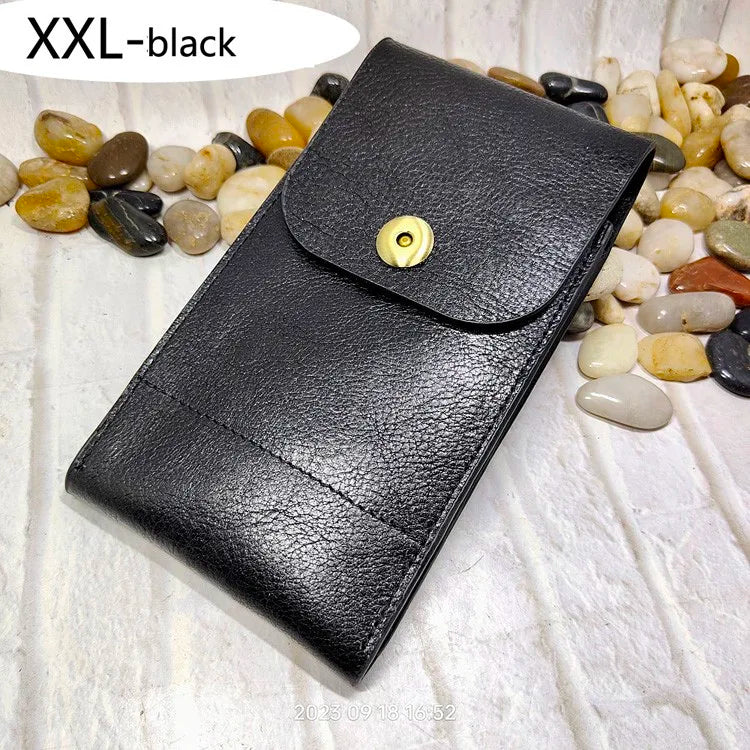 Mobile Phone Waist Bag Holster Genuine Leather Phone Sheath  Universal Belt Pouch Pack Men's 2102DK