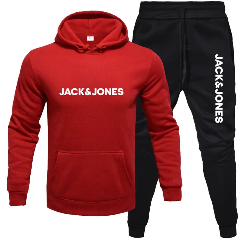 Jack and Jones men's hoodie sportswear fashion wool hoodie two-piece set hoodie long sleeved jogging pants set top