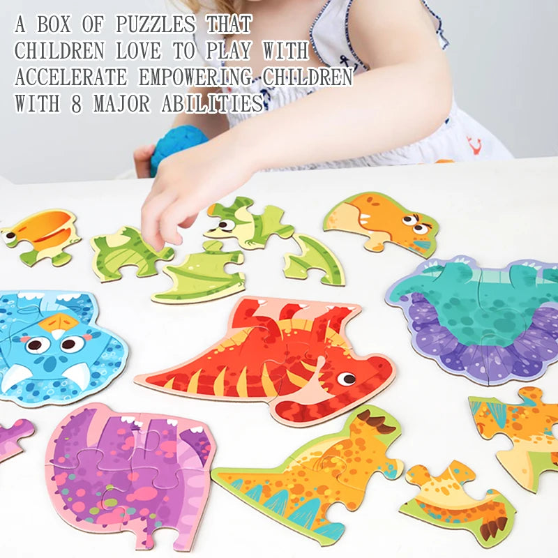 Lovely Wooden Cartoon Animal Jigsaw Puzzles Game Montessori Baby Puzzle Toy for Kindergarten Kid Early Learning Education