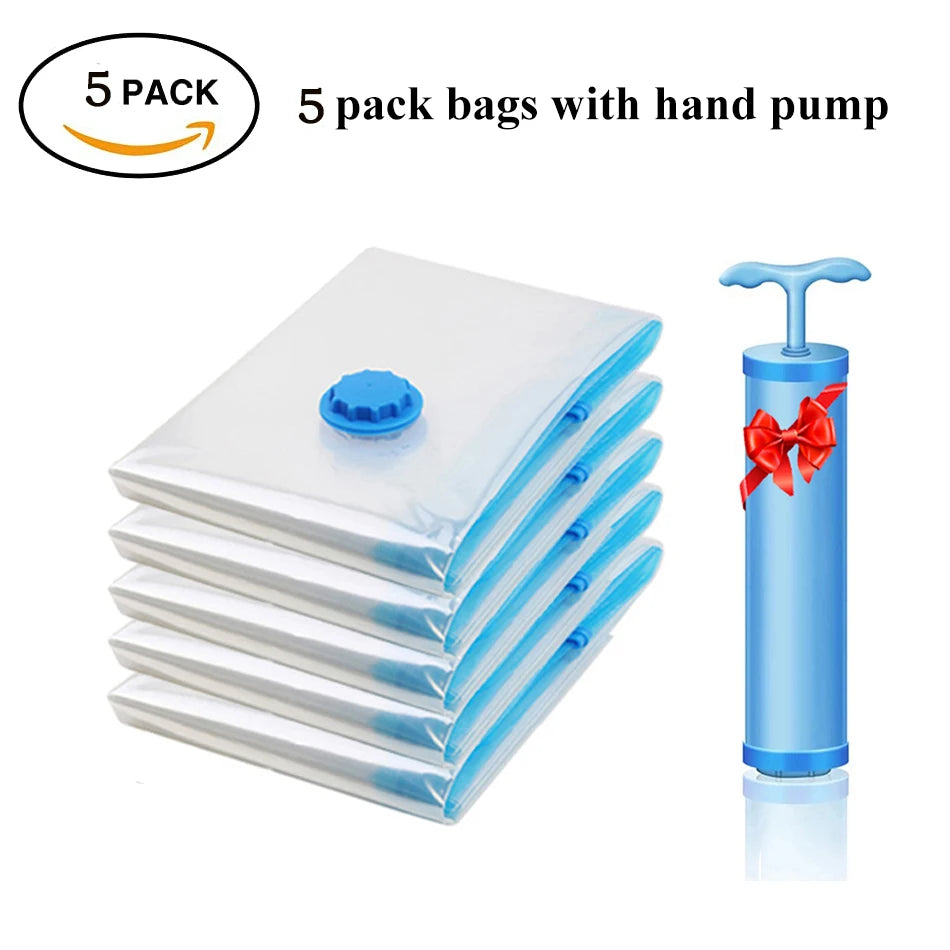 3/5PCS Vacuum Storage Bags For Clothes,Bedding,Space Saving Bags Storage Vacuum Seal Packet,Folding Compressed Organizer Bag