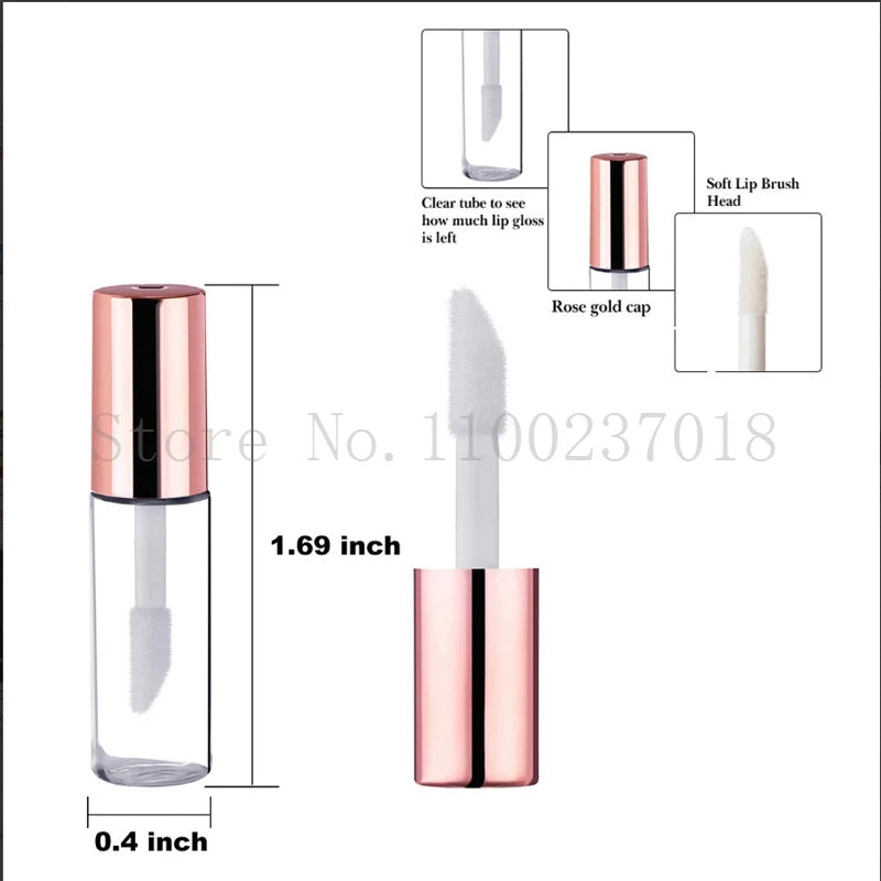 1.2ml Rose Gold Lipstick Bottle Lipgloss Sample Container DIY Wholesale Lip Gloss Tubes Cosmetic with Silver Gold Black Cap