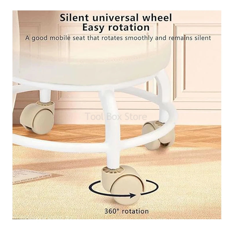 Household Pulley Low Stool Small Footstool Children Round Stool Chair Living Room Mini Sofa Stool with wheels Home Furniture