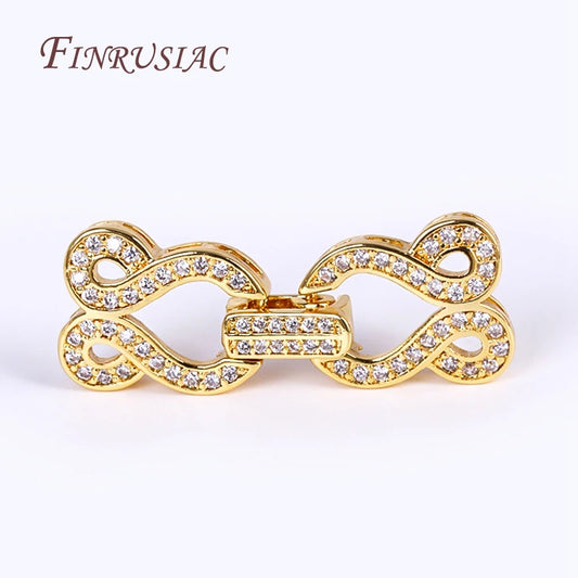 18K Gold Plated Inlaid Zircon Closure Fasteners Lock Clasps Accessories,Handmade Decorative Connector Pearls Clasps Supplies