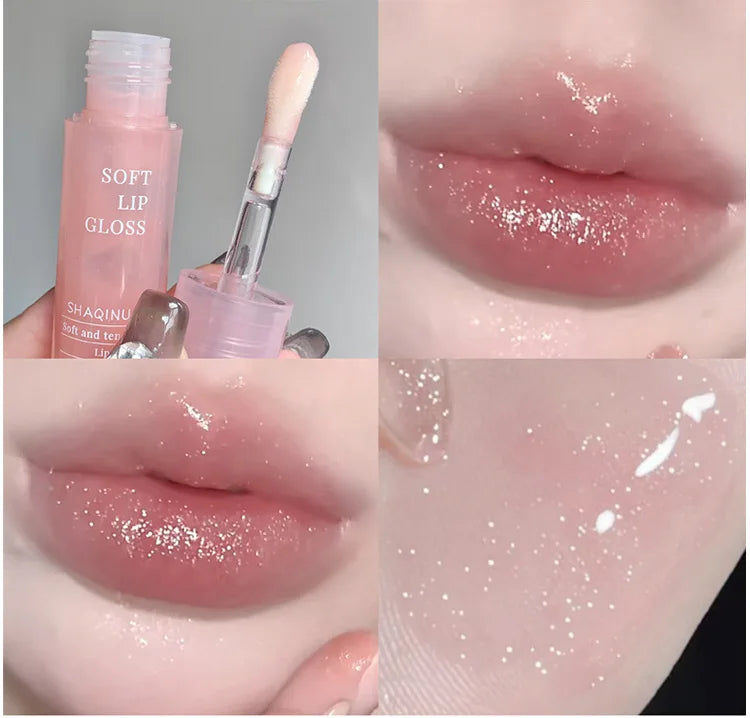 Moisturizing Lip Honey with Pearlescent Glitter - Nourishing Lip Care Oil for a Dewy, Water-Light Shine - Perfect for Stacking a