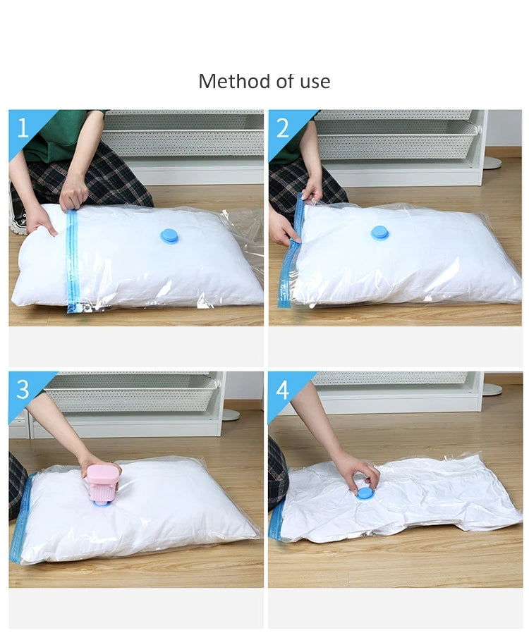 3-5PCS Vacuum Bag and Pump Cover for Clothes Storing Large Plastic Compression Empty Bag Travel Accessories Storage Container