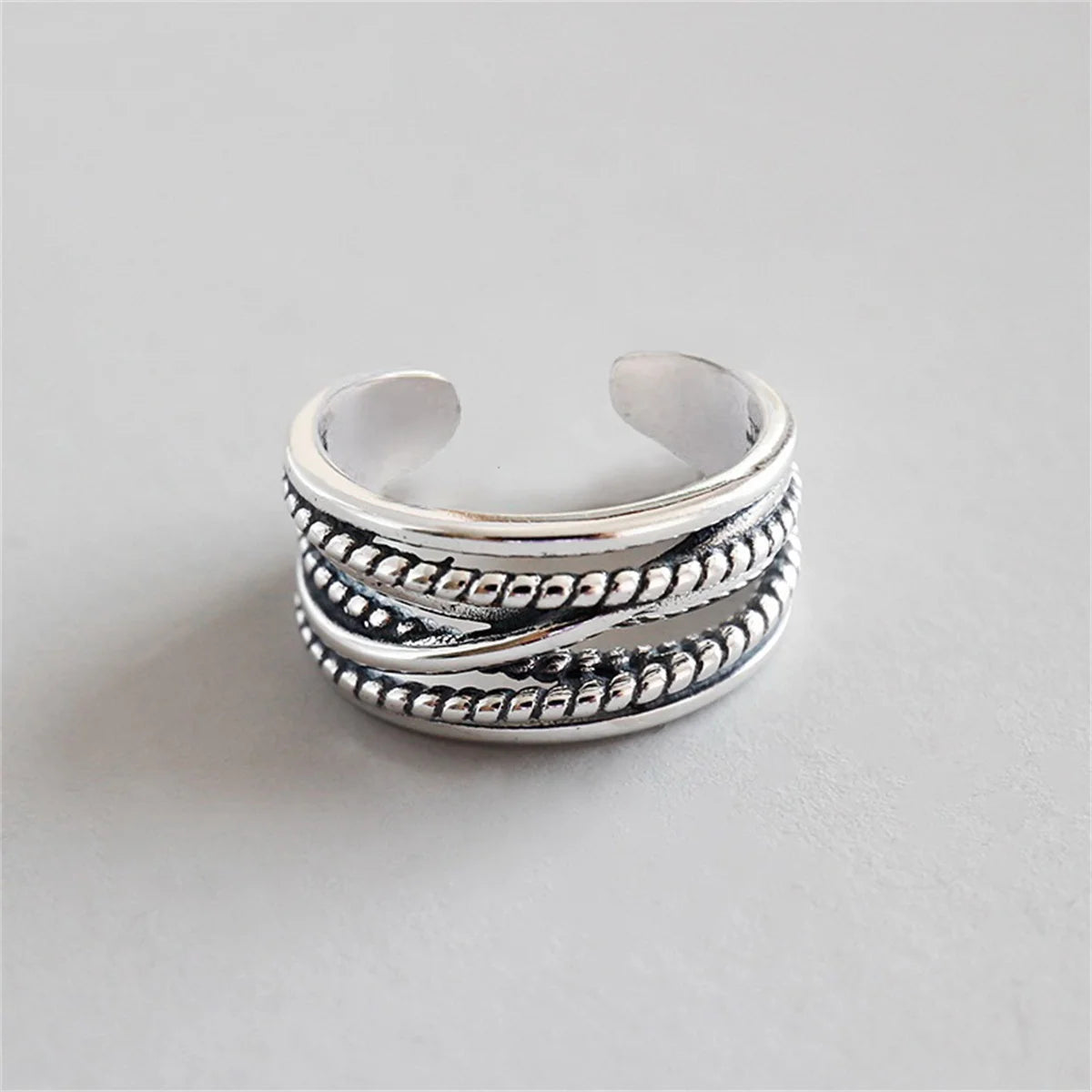 Simple Silver Color Irregular Finger Rings For Women Girls Geometric Multilayer Line Open Rings Exaggerated Bijoux Jewelry Gifts