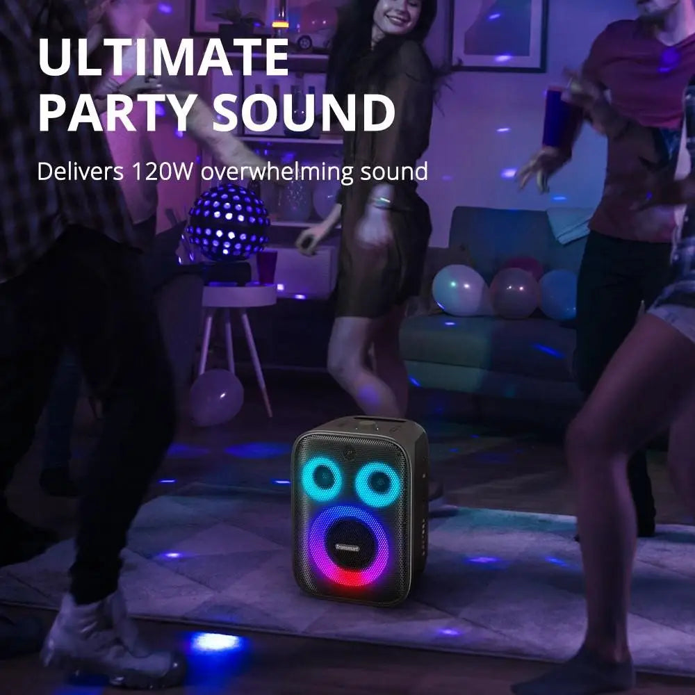 Tronsmart Halo 200 Karaoke Party Speaker 120W with 2 Wireless Microphones, Syncs Audio across 100+ Speakers, 3 Way Sound System