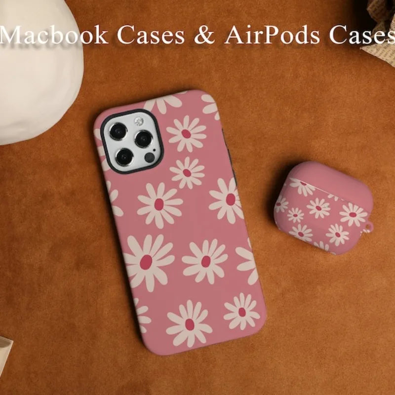 Seamless Flora Daisy Case For IPHONE 16ProMax 15 14 13 12 11 PRO Plus Acrylic TPU Two in one Magsafe Mobile Phone Cases