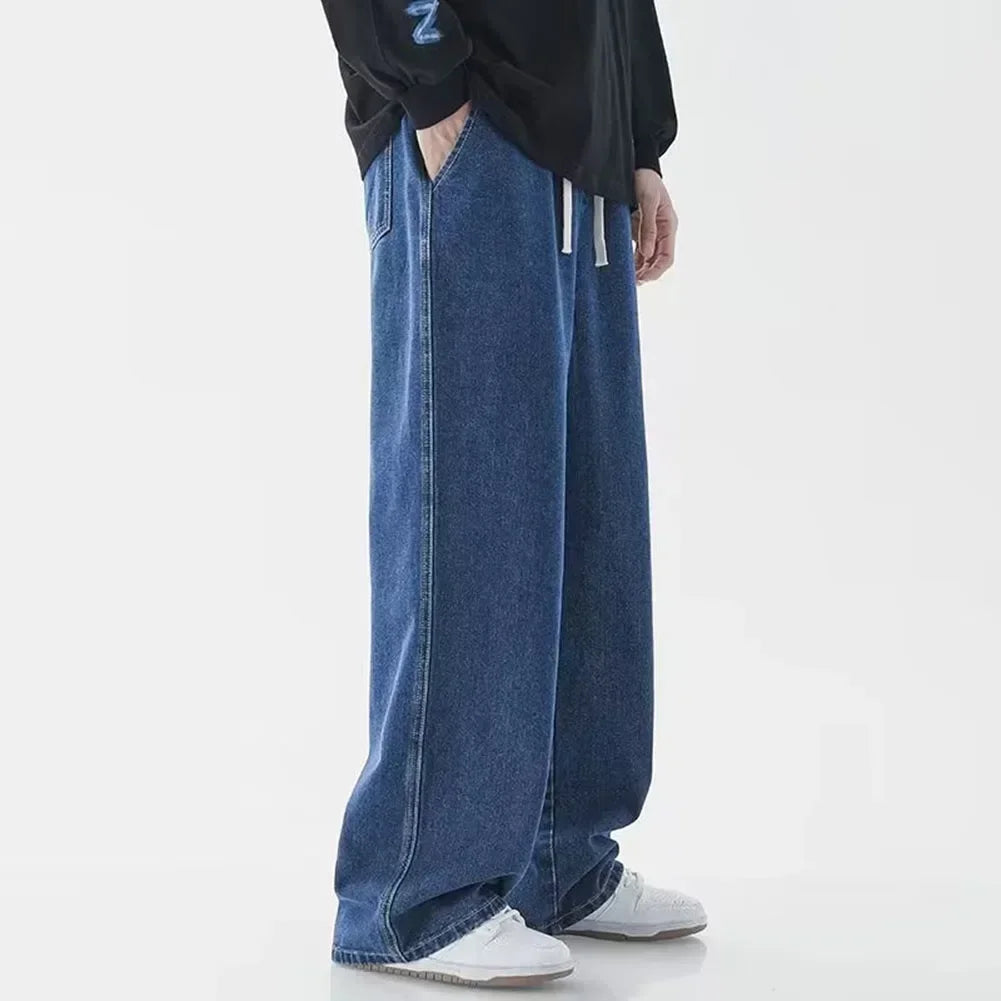 New Streetwear Baggy Jeans Men Korean Fashion Loose Straight Wide Leg Pants Male Brand Clothing Trousers