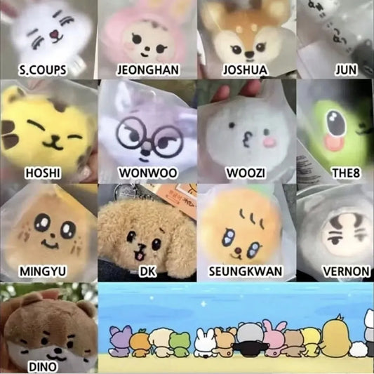 Kpop 17 Plush Keyring Bag Charm Pendant JEONGHAN JOSHUA JUN WONWOO HOSHI Idol Cute Animals Face Keychains