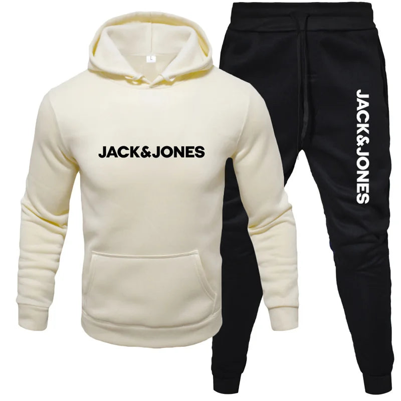 Jack and Jones men's hoodie sportswear fashion wool hoodie two-piece set hoodie long sleeved jogging pants set top