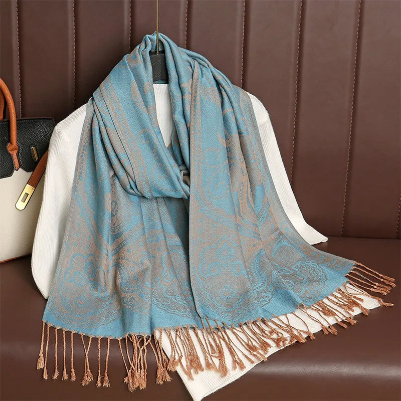 2024 Luxury Thick Cashmere Scarf Women Print New Wraps Pashmina Travel Poncho Warm Blanket Winter Bufanda Shawl Female Stoles