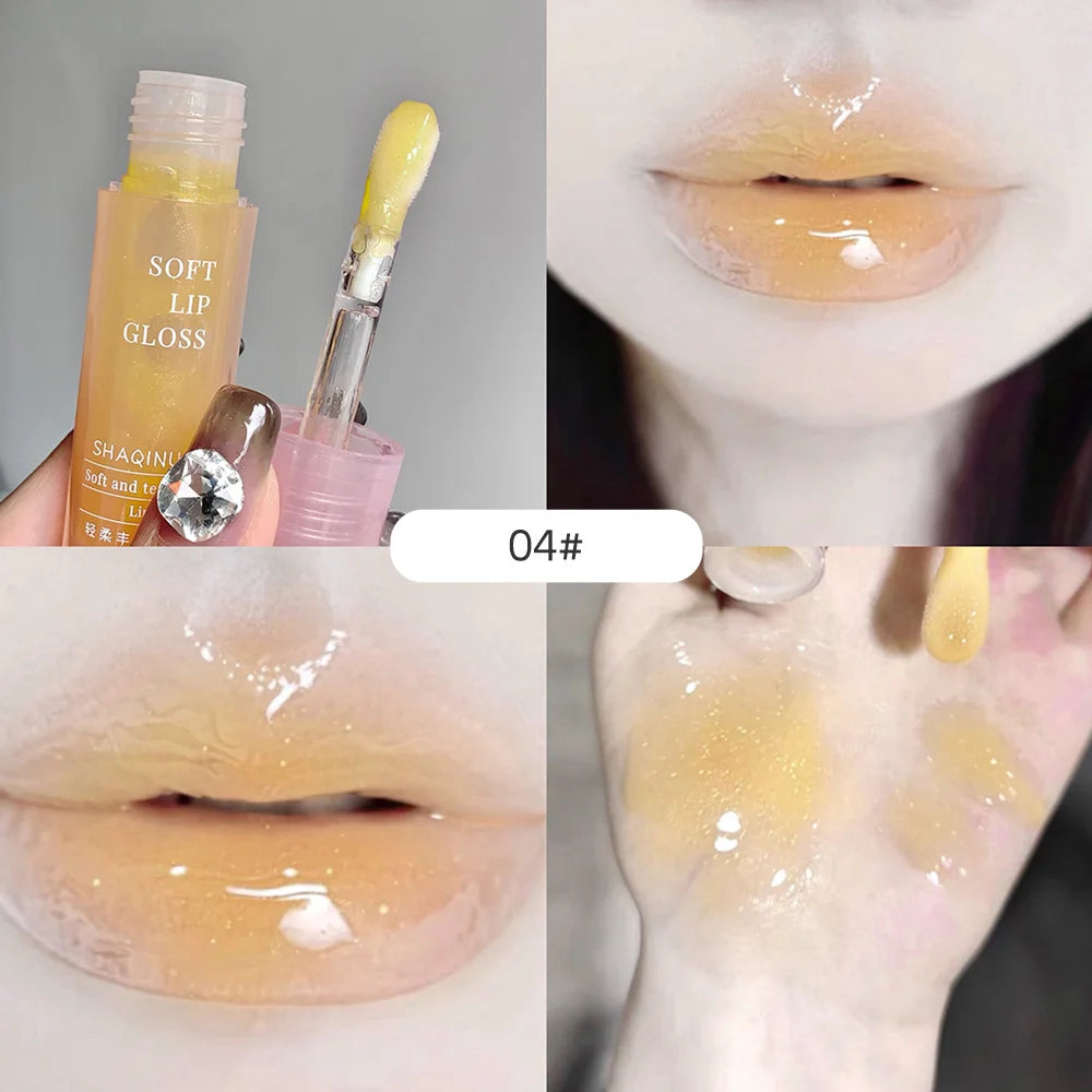 Moisturizing Lip Honey with Pearlescent Glitter - Nourishing Lip Care Oil for a Dewy, Water-Light Shine - Perfect for Stacking a