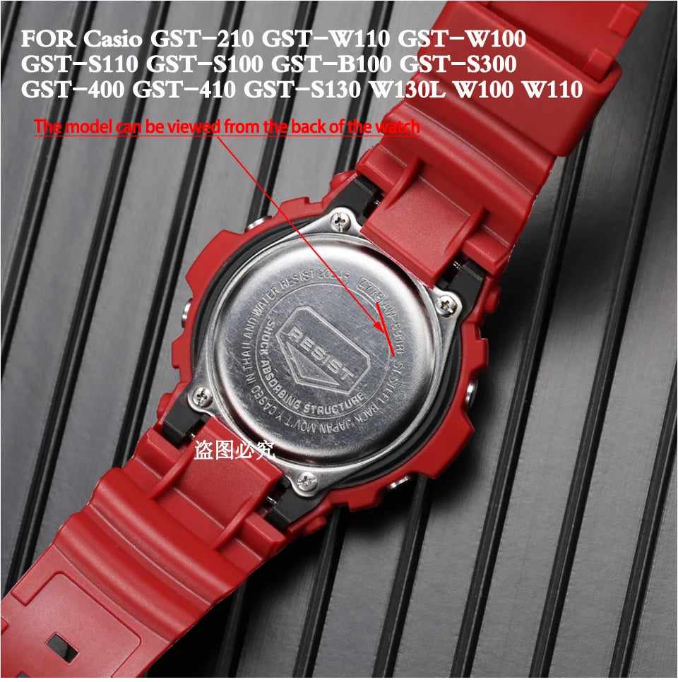 Rubber Strap Suitable for Casio G-Shock GST-B100 W300 210 400G S130 S330 Men's Resin Watch Band Waterproof Watch Accessories