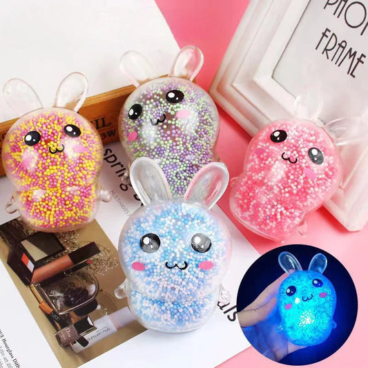 1/6pcs Squishy Bunny Stress Balls with Light Stress Relief Toy Girls Kids Fidget Toys Colorful Rabbit for Easter Basket Stuffers