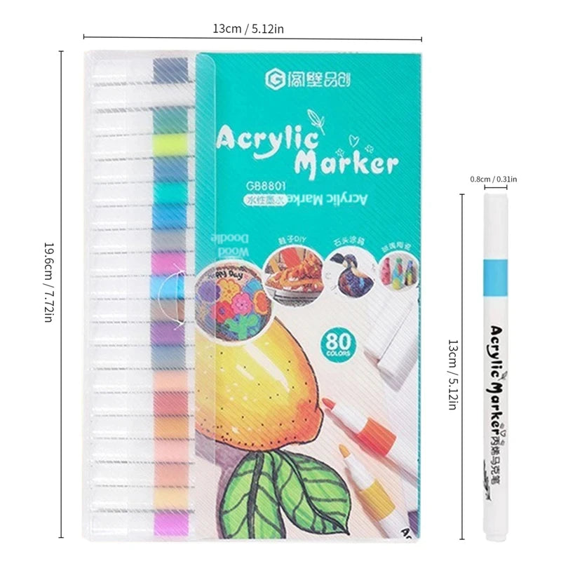 12-80 Colors Acrylic Paint Art Marker Pen DIY Hand Drawn Painting Drawing For Card Ceramic Stone Mug Glass Fabric Clothes Shoes