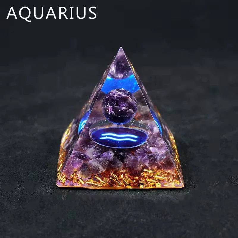 Constellation Pyramid Crystals Horoscope Natural Stone Home Office Decoration Energy Generator Reiki Meditation Ornaments Crafts