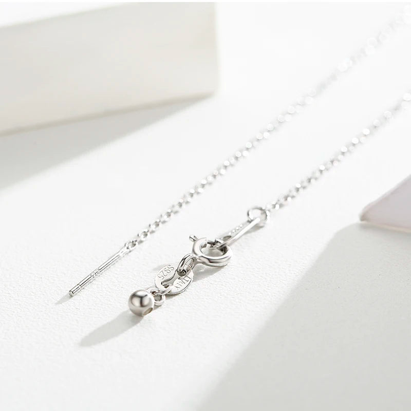 Thin 925 Sterling Silver Cross Chain Adjustable Necklace Choker Necklaces Women Girls Jewelry Collier Kolye Ketting 45cm-60cm