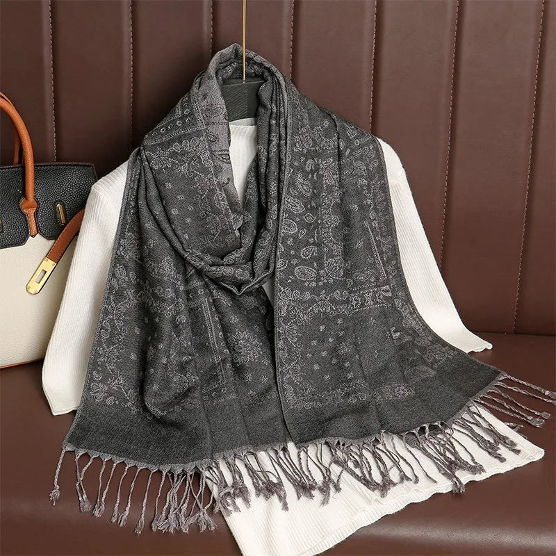 2024 Luxury Thick Cashmere Scarf Women Print New Wraps Pashmina Travel Poncho Warm Blanket Winter Bufanda Shawl Female Stoles