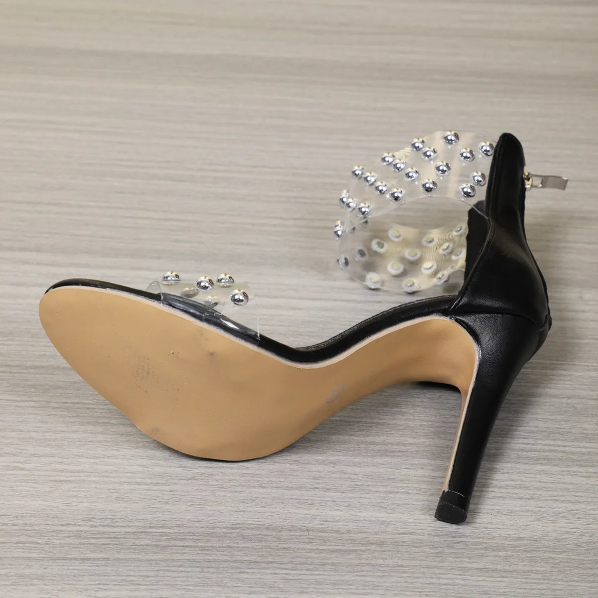 New Pvc Clear Broadband Crystal Womens Thin High Heels Sandals Summer Sexy Open Toe Zipper Cover Heeled Stiletto Shoes Black