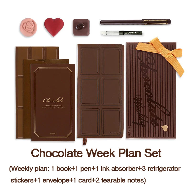 Kinbor Weekly Planner Set Chocolate Self-filled Pocket Calendar Goal& Habit Tracker Organizer Aesthetic Diary Schedule Handbook