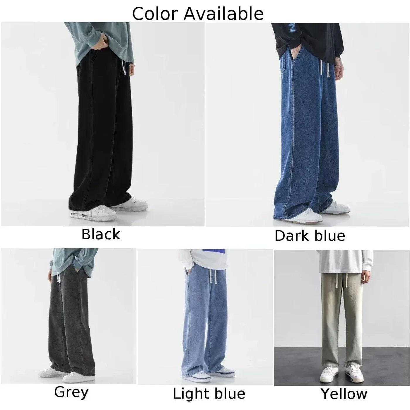 New Streetwear Baggy Jeans Men Korean Fashion Loose Straight Wide Leg Pants Male Brand Clothing Trousers