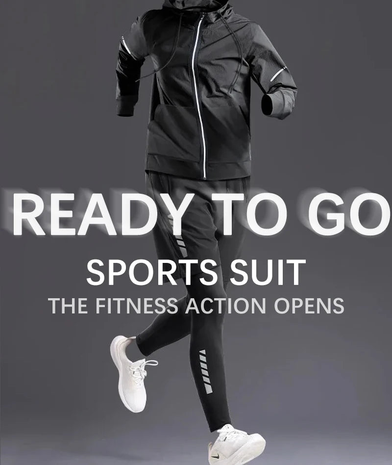 All-Season Men's Sportswear Set/Suit - Tracksuit for Running， Cycling, Fitness & Hiking，gym clothing men， jogging， boxing，5 pcs