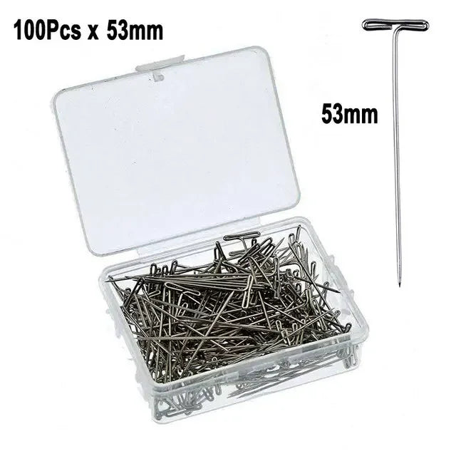 100Pcs Stainless Steel T Pins Thumbtack Pushpin T Shaped Pins Needles with Storage Box for Crafts, Blocking, Knitting, Modelling