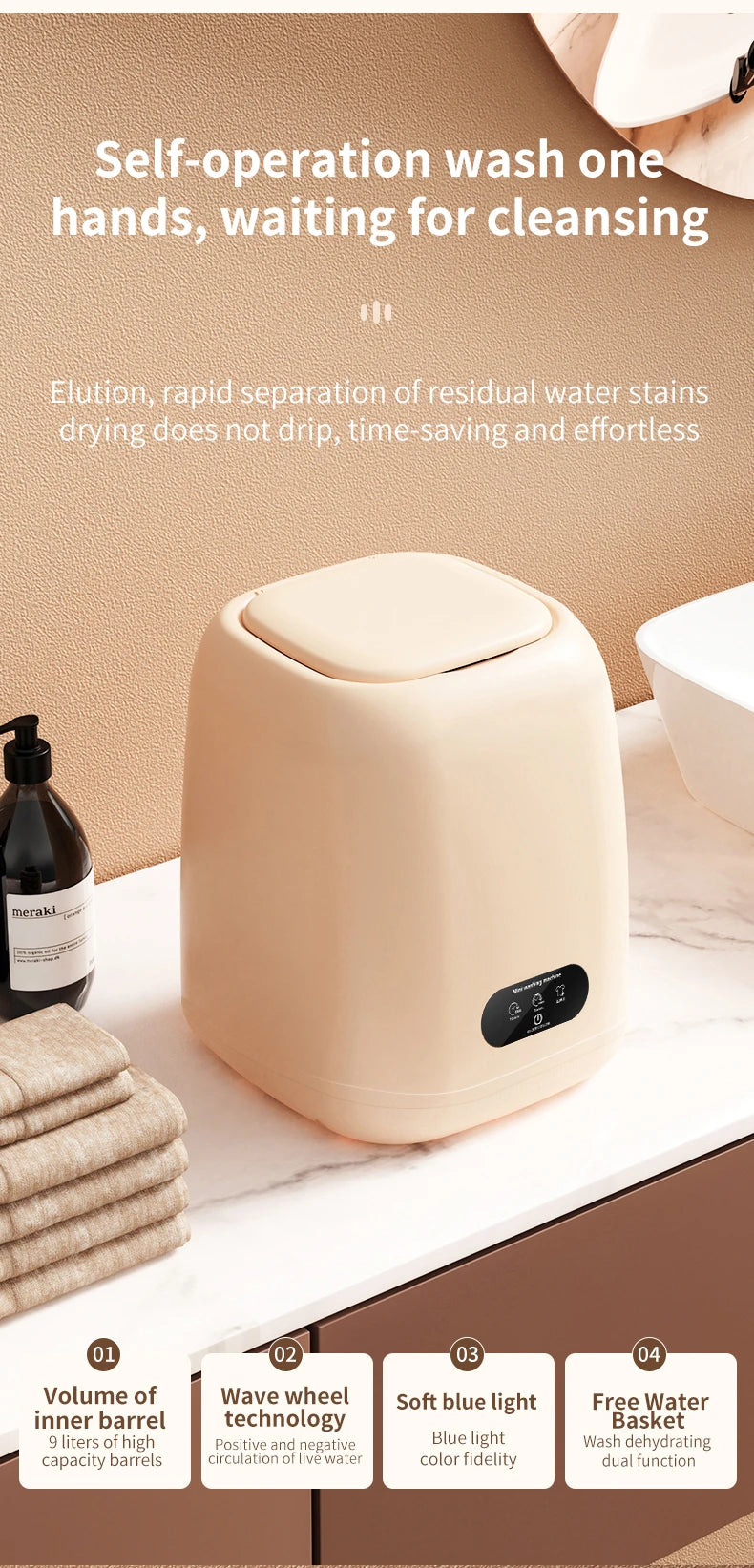 Mini Washing Machine Portable Electric Underwear Laundry Machine Dual-Use Elution ,Decontamination For Travel & Small Household