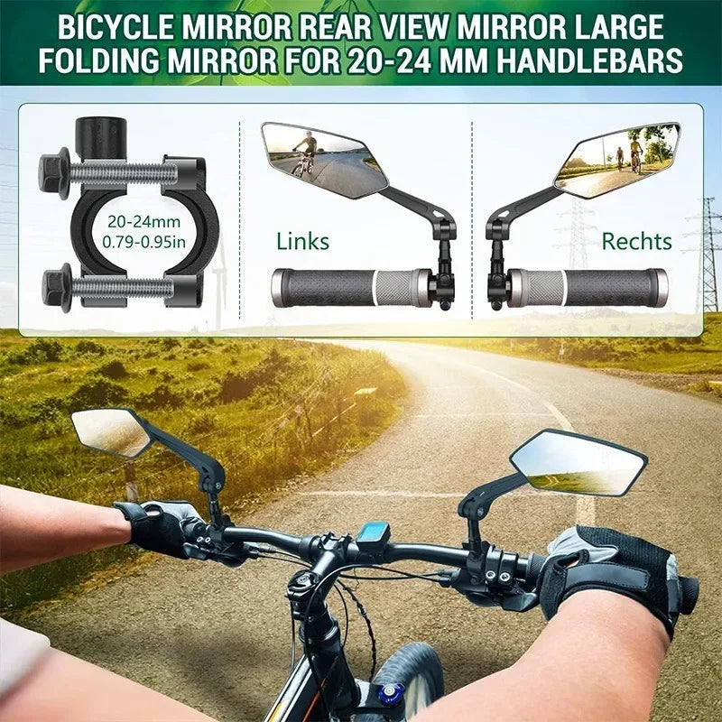 Bike Rear View Mirror Reflector Adjustable Rotatable Handlebar Mirror Clear Rearview Electric Scooter Cycling Bicycle Accessorie