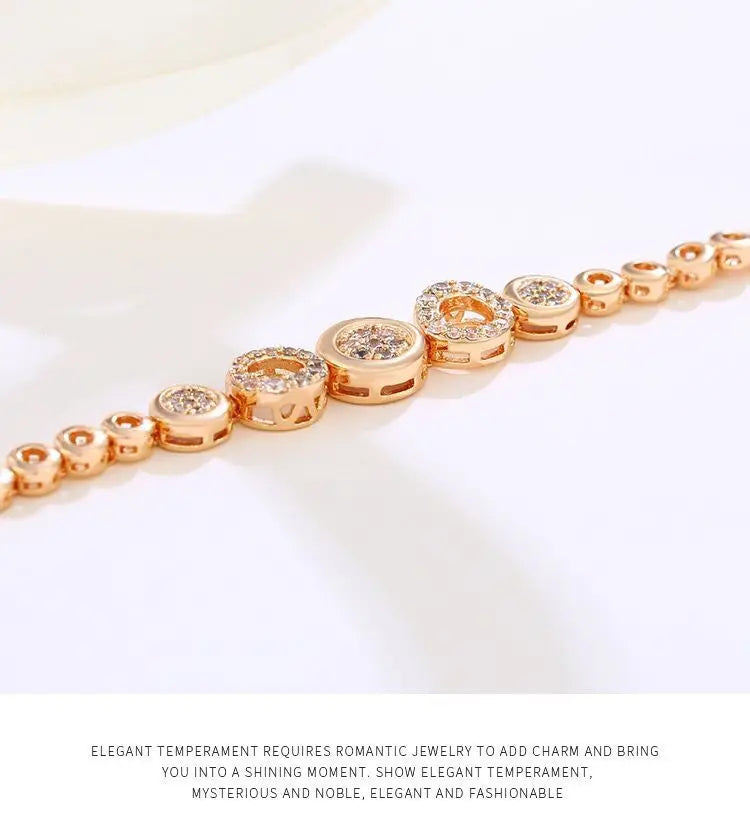 MxGxFam (17cm+2cm ) Lucky Circle Zircon Bracelets For Women Fashion Jewelry AAA+ Gold Color