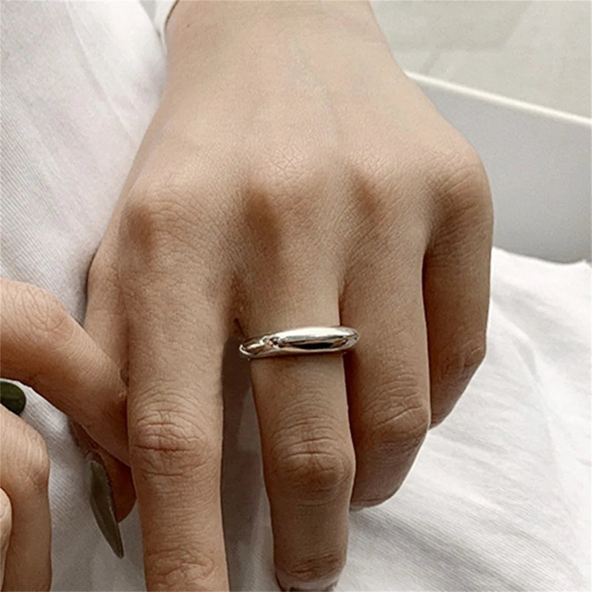 Simple Silver Color Irregular Finger Rings For Women Girls Geometric Multilayer Line Open Rings Exaggerated Bijoux Jewelry Gifts