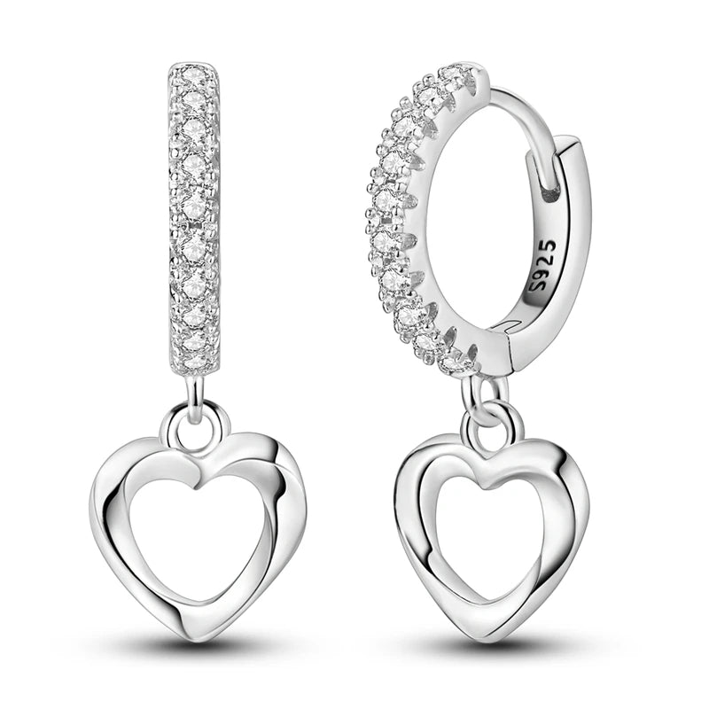 925 Sterling Silver Classic Round Hoop Earrings Zirconia U Shape Love Heart Geometric Earrings For Women Luxury Jewelry Gift