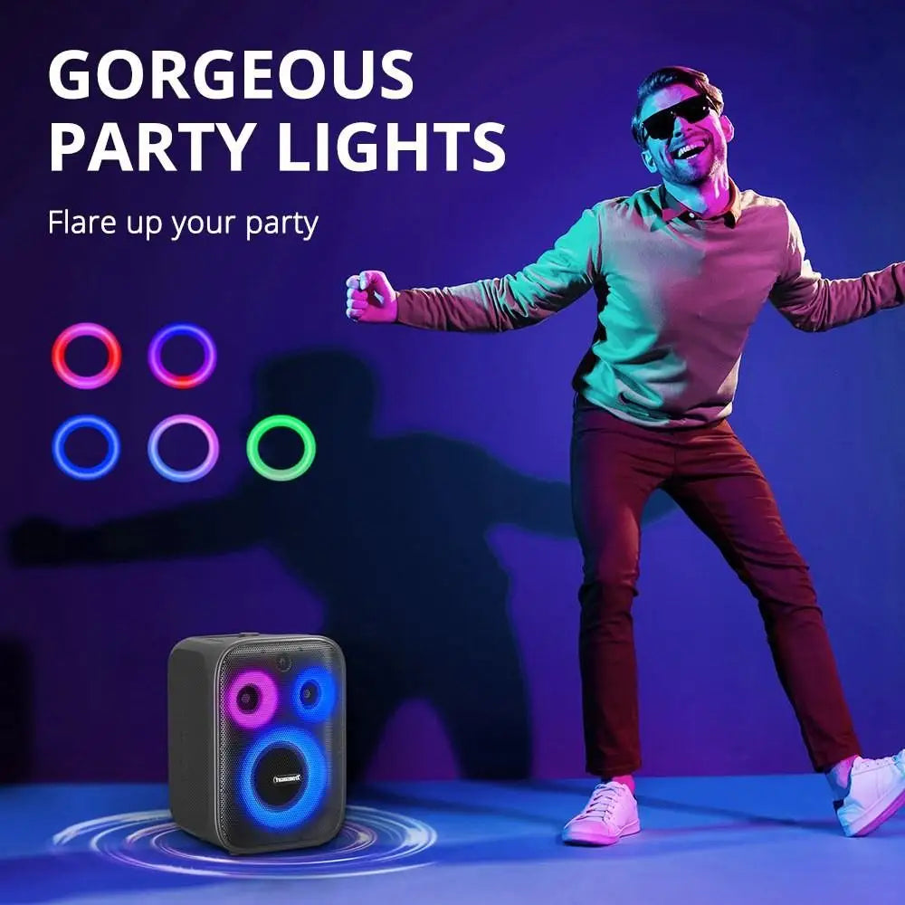 Tronsmart Halo 200 Karaoke Party Speaker 120W with 2 Wireless Microphones, Syncs Audio across 100+ Speakers, 3 Way Sound System