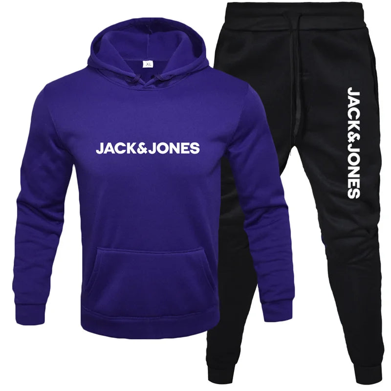 Jack and Jones men's hoodie sportswear fashion wool hoodie two-piece set hoodie long sleeved jogging pants set top