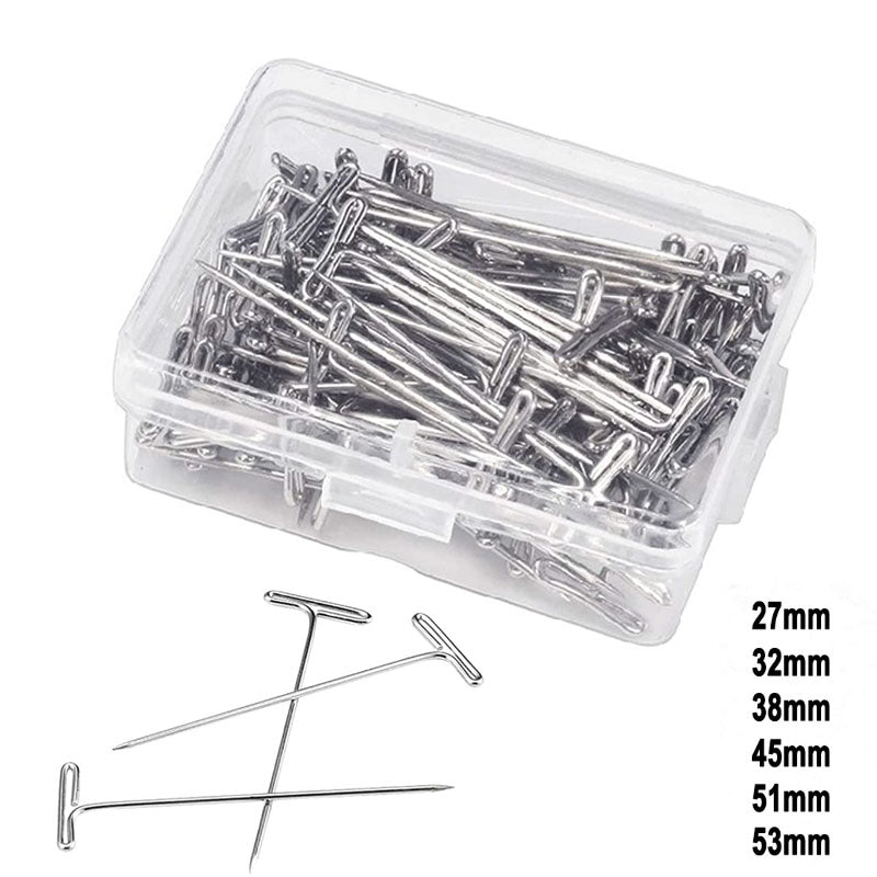 100Pcs Stainless Steel T Pins Thumbtack Pushpin T Shaped Pins Needles with Storage Box for Crafts, Blocking, Knitting, Modelling