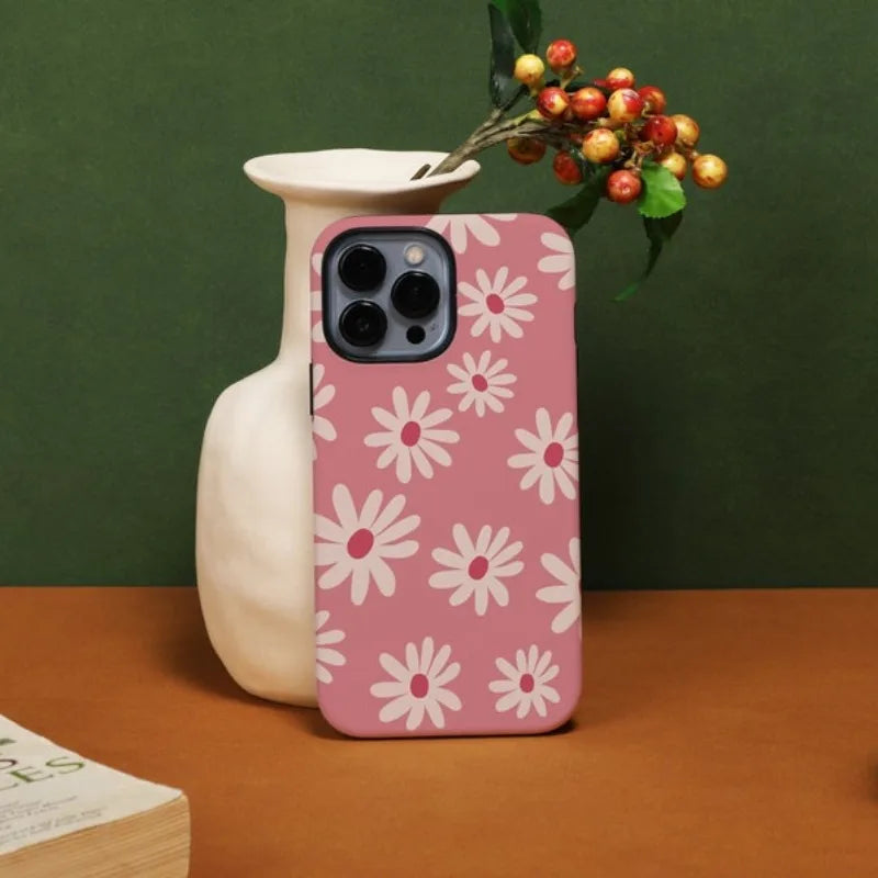 Seamless Flora Daisy Case For IPHONE 16ProMax 15 14 13 12 11 PRO Plus Acrylic TPU Two in one Magsafe Mobile Phone Cases