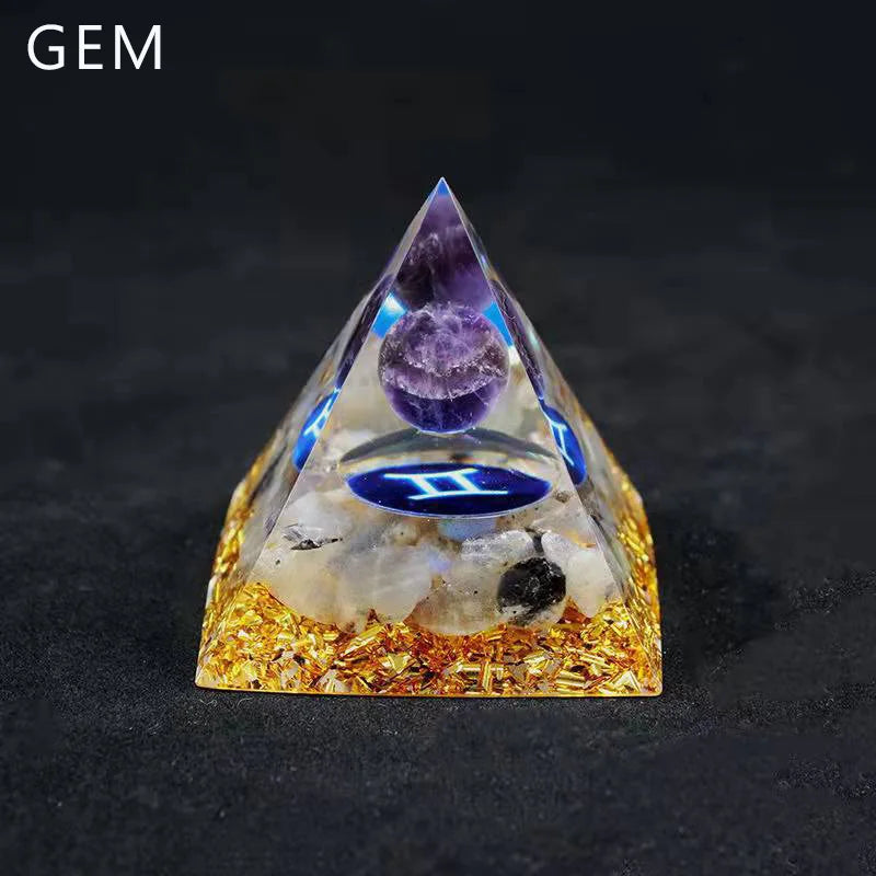 Constellation Pyramid Crystals Horoscope Natural Stone Home Office Decoration Energy Generator Reiki Meditation Ornaments Crafts