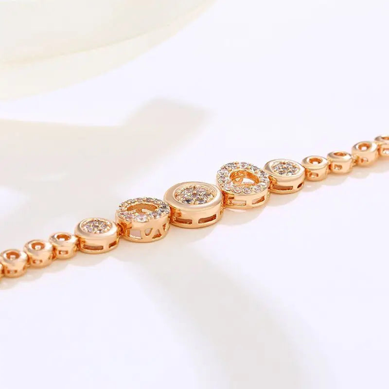 MxGxFam (17cm+2cm ) Lucky Circle Zircon Bracelets For Women Fashion Jewelry AAA+ Gold Color