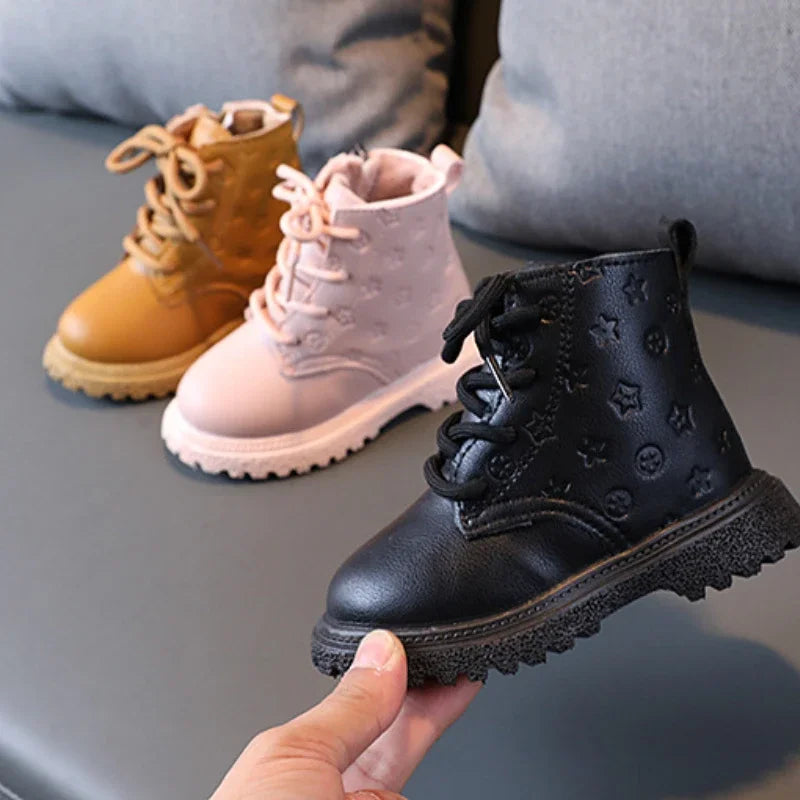 Bota Kid Boots Kid Fashion Boots Autumn Winter Boys British Plush Short Boot Girl Ankle Boots French Boy/ Girls Boot Kid Shoes